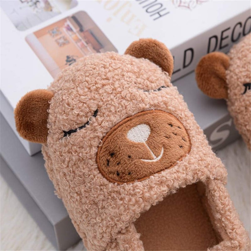 LZSYC Boys Slippers For Warm Bear Plush Slippers,9-10 Toddler - Image 5
